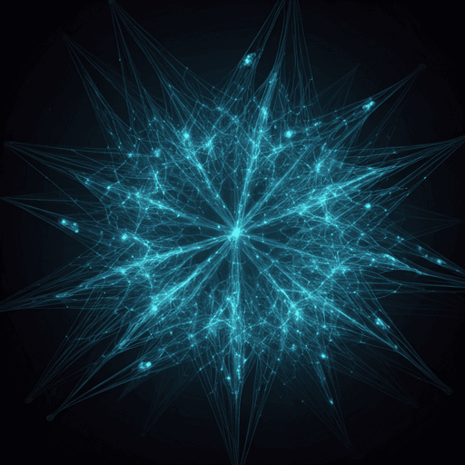 Abstract neural network visualization in glowing cyan